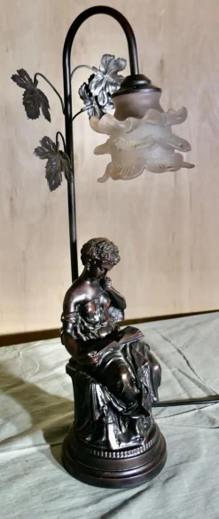 Discount Pamono French Figural Bronze Lamp with Lady Reading, 1970s