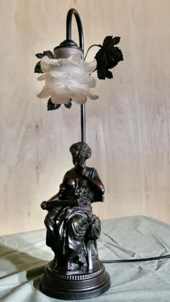 Discount Pamono French Figural Bronze Lamp with Lady Reading, 1970s