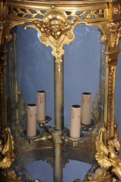 Online Pamono French Fire Bronze & Brass Lantern Hanging Light