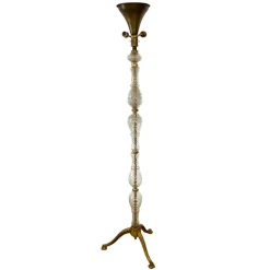 Discount Pamono French Floor Lamp with Glass Column, 1960s