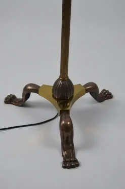 Online Pamono French Floor Lamp with Three Lights in Bronze and Brass, 1950s