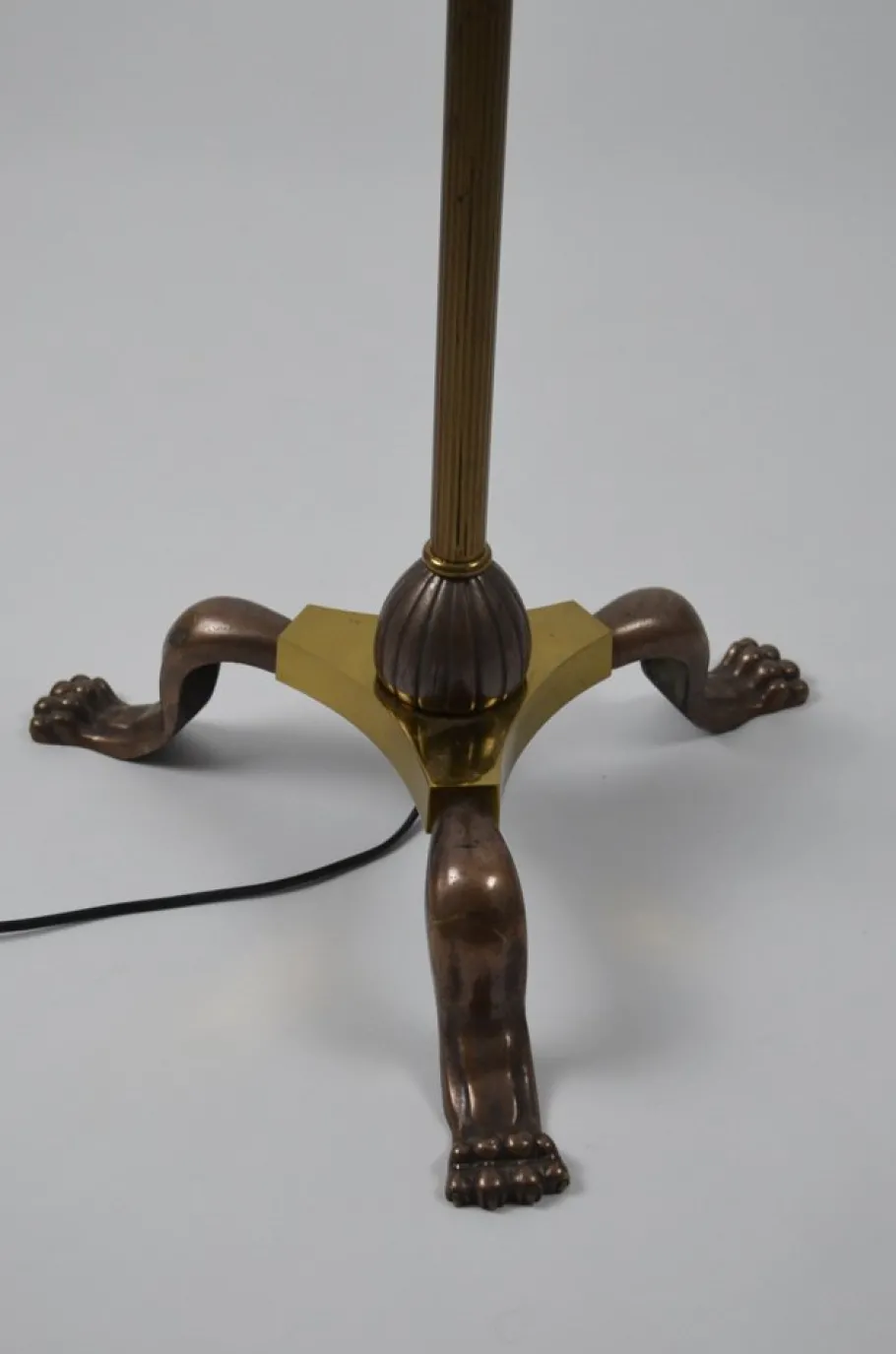 Online Pamono French Floor Lamp with Three Lights in Bronze and Brass, 1950s
