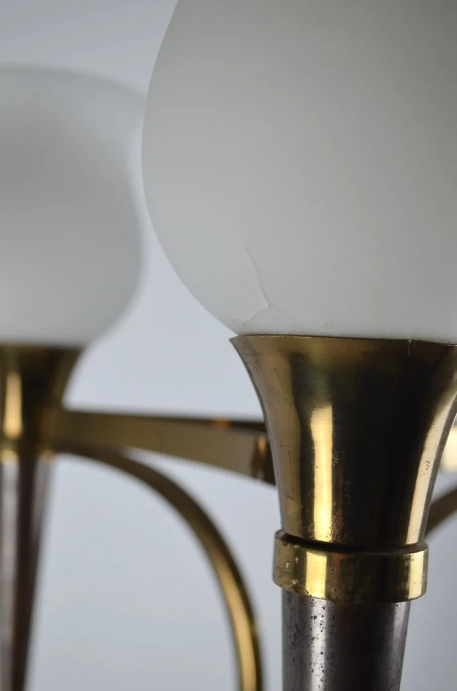 Online Pamono French Floor Lamp with Three Lights in Bronze and Brass, 1950s