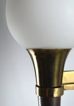 Online Pamono French Floor Lamp with Three Lights in Bronze and Brass, 1950s