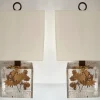 Clearance Pamono French Fractal Resin Table Lamps with Leaves, 1970s, Set of 2