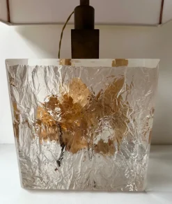 Clearance Pamono French Fractal Resin Table Lamps with Leaves, 1970s, Set of 2