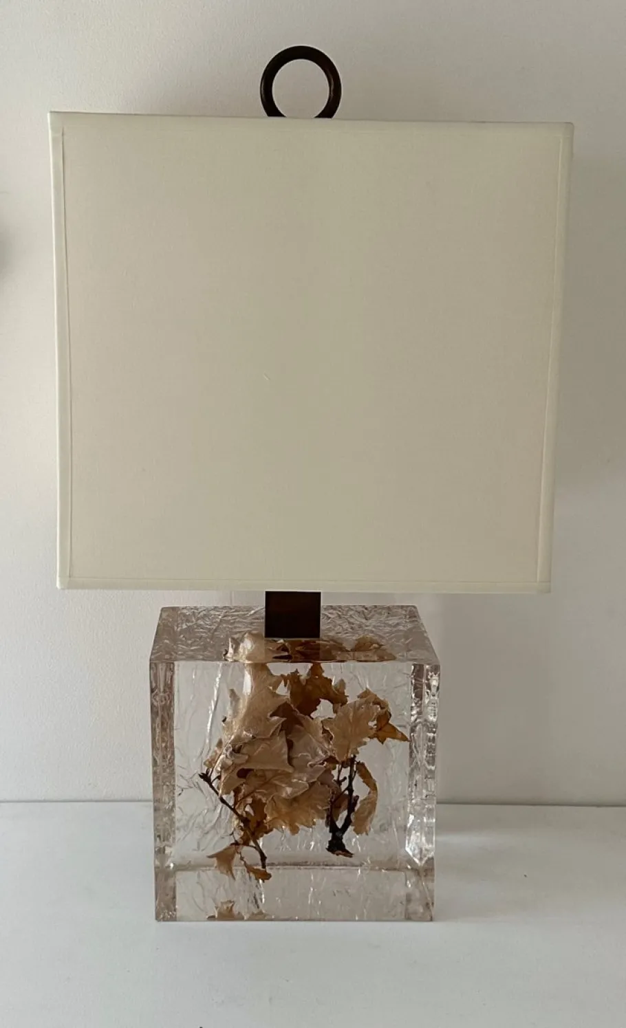 Clearance Pamono French Fractal Resin Table Lamps with Leaves, 1970s, Set of 2