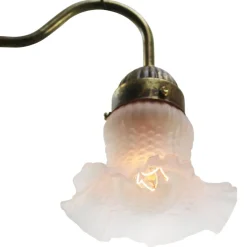 Online Pamono French Frosted Glass & Brass Flower Wall Lamp