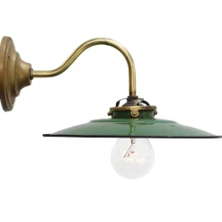 Clearance Pamono French Green Enamel and Brass Wall Lamp