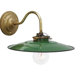 Clearance Pamono French Green Enamel and Brass Wall Lamp