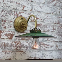 Clearance Pamono French Green Enamel and Brass Wall Lamp