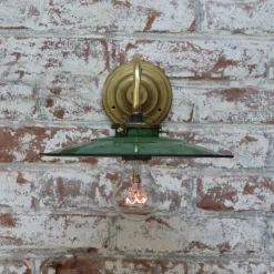 Clearance Pamono French Green Enamel and Brass Wall Lamp