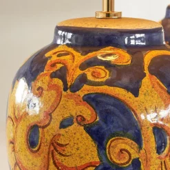 Discount Pamono French Hand-Painted Ceramic Table Lamps with Floral Decor, 1980s, Set of 2