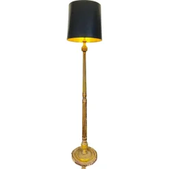 Outlet Pamono French Louis XVI Style Floor Lamp in Fluted and Gilded Wood, 1990s