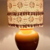 Hot Pamono French Orange Ceramic Base Table Lamp from Kostka with Handmade Lace Shade, 1980s