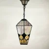 Pamono French Outdoor Lantern in Amber Glass, 1950s