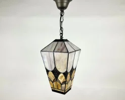 Pamono French Outdoor Lantern in Amber Glass, 1950s