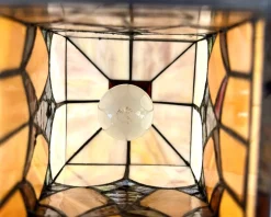 Pamono French Outdoor Lantern in Amber Glass, 1950s