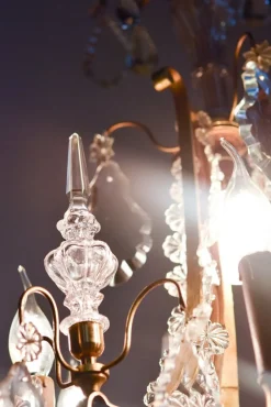 Clearance Pamono French Pampilles Chandelier in Glass