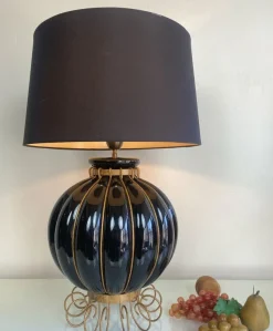 Outlet Pamono French Pumpkin Shape Ceramic Table Lamp by Robert Kostka, 1970s
