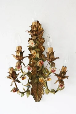 Hot Pamono French Regency Style Wall Lamp with Florentine Flowers from Kögl, Italy, 1970s