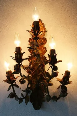 Hot Pamono French Regency Style Wall Lamp with Florentine Flowers from Kögl, Italy, 1970s