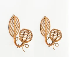 Clearance Pamono French Riviera Lantern Sconces in Rattan by Louis Sognot, France, 1960s, Set of 2