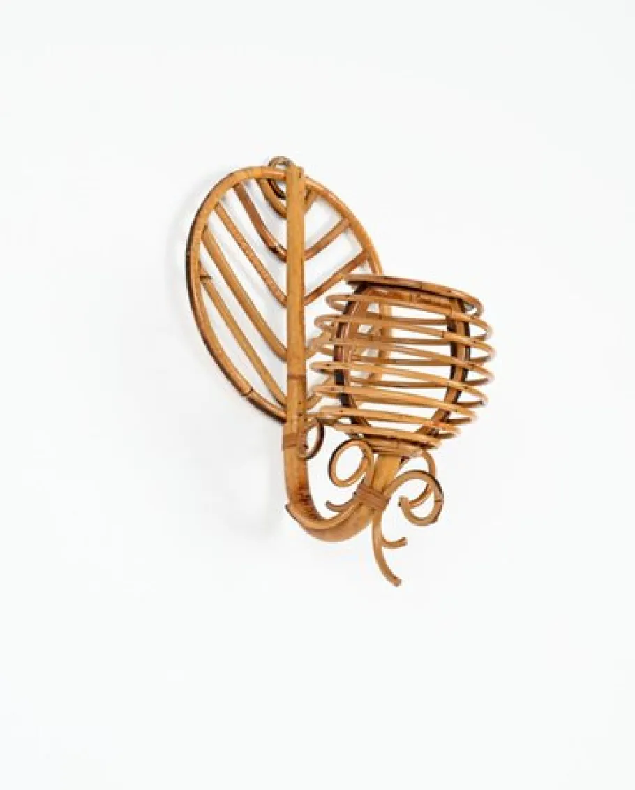 Clearance Pamono French Riviera Lantern Sconces in Rattan by Louis Sognot, France, 1960s, Set of 2