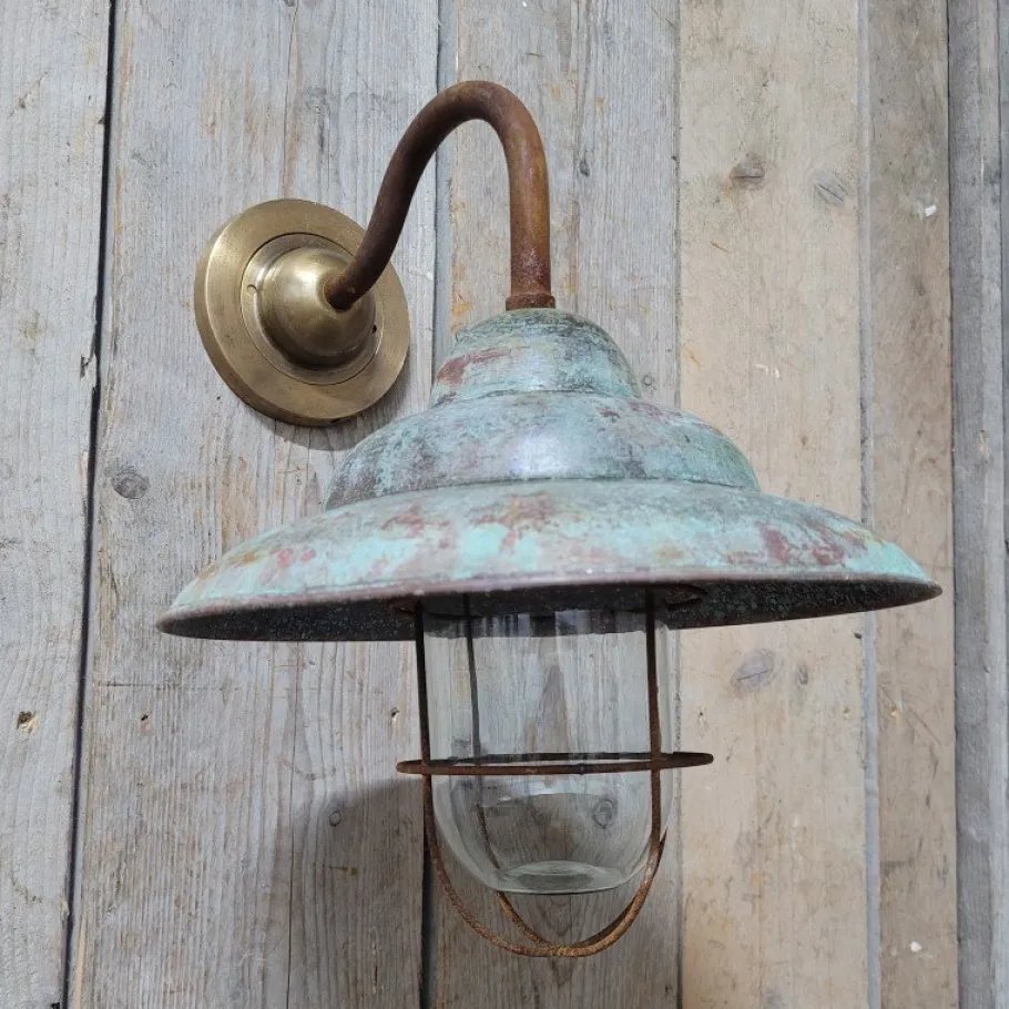 Clearance Pamono French Rusty Copper Outdoor Barn Lamp Light