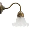 New Pamono French Satin Glass and Brass Flower Wall Lamp
