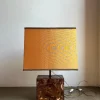 Pamono French Table Lamp with Acrylic Glass Base and Brass Details, Italy, 1970s