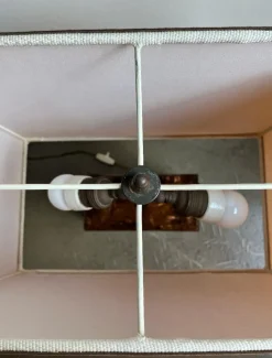 Pamono French Table Lamp with Acrylic Glass Base and Brass Details, Italy, 1970s