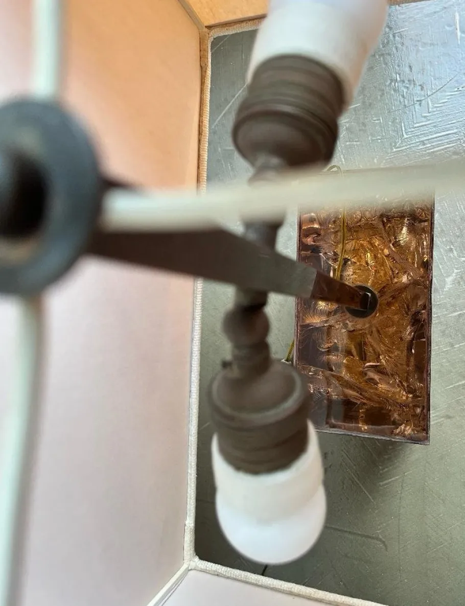 Pamono French Table Lamp with Acrylic Glass Base and Brass Details, Italy, 1970s