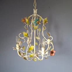 Clearance Pamono French Toleware Floral Chandelier, 1960s