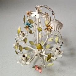 Clearance Pamono French Toleware Floral Chandelier, 1960s