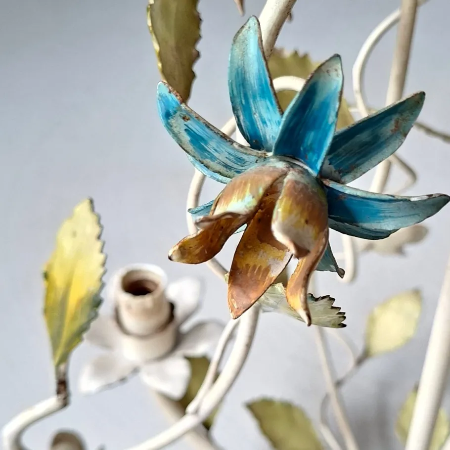 Clearance Pamono French Toleware Floral Chandelier, 1960s