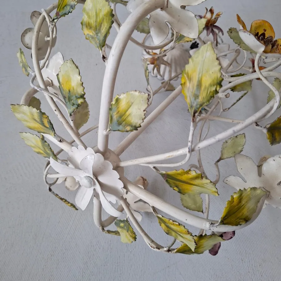 Clearance Pamono French Toleware Floral Chandelier, 1960s