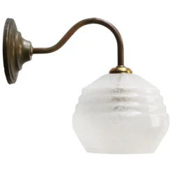 Online Pamono French White Clichy Glass and Brass Wall Lamp