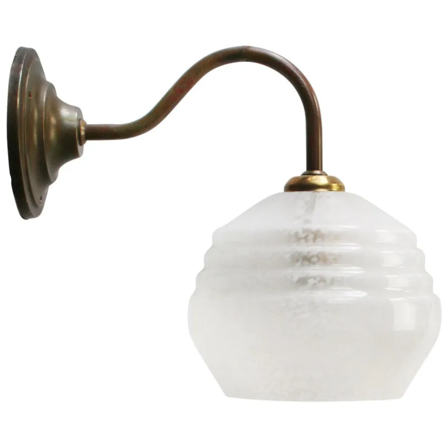 Online Pamono French White Clichy Glass and Brass Wall Lamp