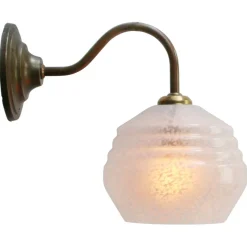 Online Pamono French White Clichy Glass and Brass Wall Lamp