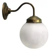 New Pamono French White Marble Opaline Glass Brass Sconces Wall Lamp