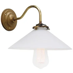 Discount Pamono French White Opaline Glass and Brass Sconce