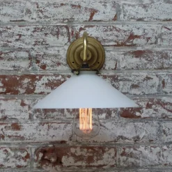 Discount Pamono French White Opaline Glass and Brass Sconce