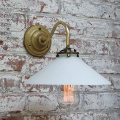 Discount Pamono French White Opaline Glass and Brass Sconce