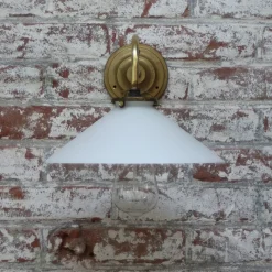 Discount Pamono French White Opaline Glass and Brass Sconce
