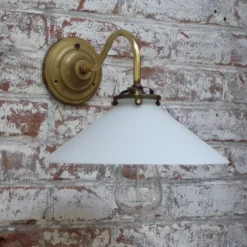 Discount Pamono French White Opaline Glass and Brass Sconce
