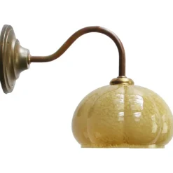Hot Pamono French Yellow Glass Brass Clichy Wall Lamps