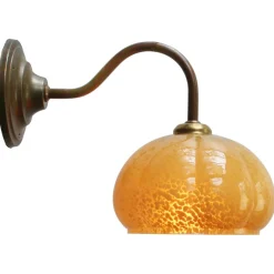Hot Pamono French Yellow Glass Brass Clichy Wall Lamps