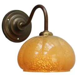 Hot Pamono French Yellow Glass Brass Clichy Wall Lamps
