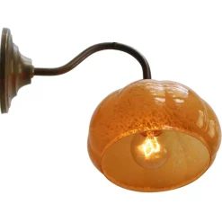 Hot Pamono French Yellow Glass Brass Clichy Wall Lamps